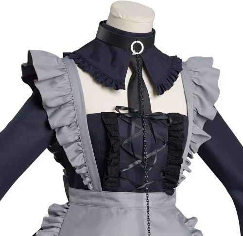 Vista 6 de Kitagawa - Disfraz de sirvienta para cosplay, disfraz de sirvienta para Halloween, conjunto completo