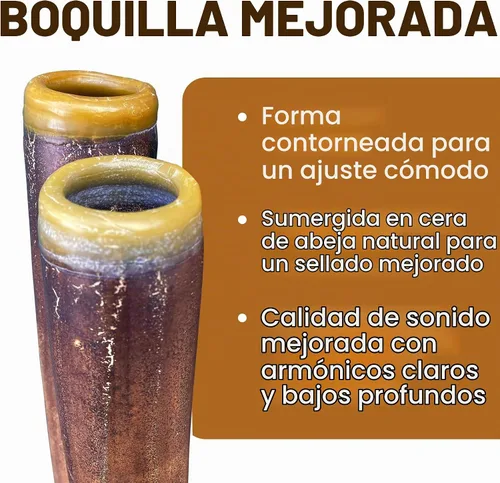 Vista 2 de Didgeridoo manual moderno, con boquilla para tocar fácilmente.