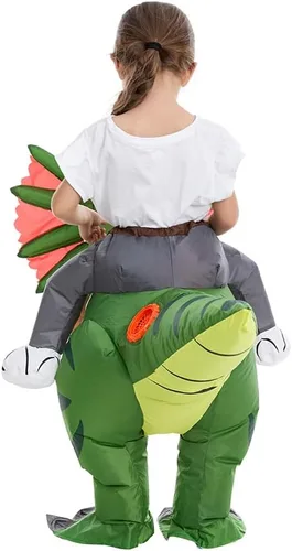 Vista 5 de HSCTEK: disfraz inflable de dinosaurio para niños y niñas Dilofosaurio