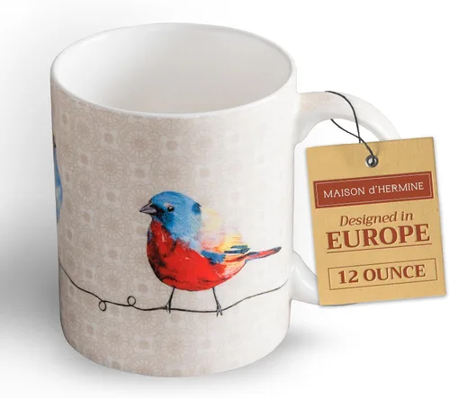 Vista 132 de Maison d' Hermine Taza de café con asas, tazas de porcelana fina de hueso, paquete de una taza de té para bebidas calientes, capuchino, latte