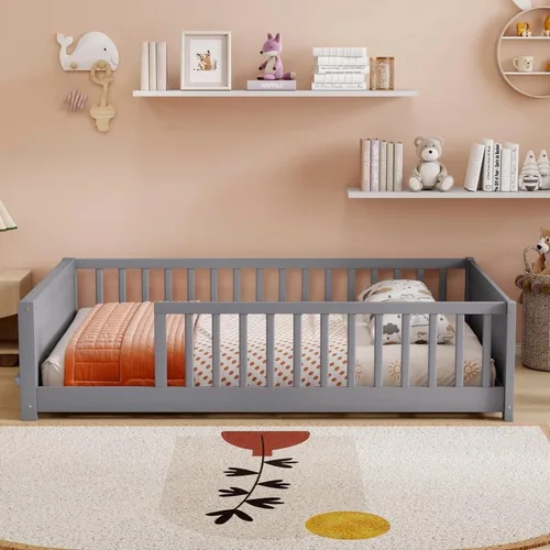Vista 15 de Bellemave Cama Montessori de tamaño matrimonial con tablillas Blanco