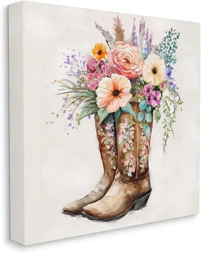 Vista 2 de Stupell Industries Lienzo decorativo para pared, diseño de botas de vaquero de campo, diseño de Ziwei Li
