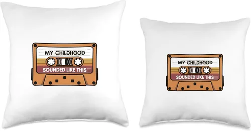 Vista 3 de My Childhood Sounded Like This Retro Cassette Throw Pillow