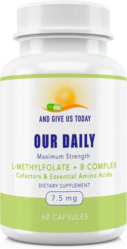 Vista 7 de Our Daily Vites - Cofactores del complejo L-metilfolato B y aminoácidos esenciales (7.5 mg), folato activo, metilcobalamina B12 metilcobalamina, B6