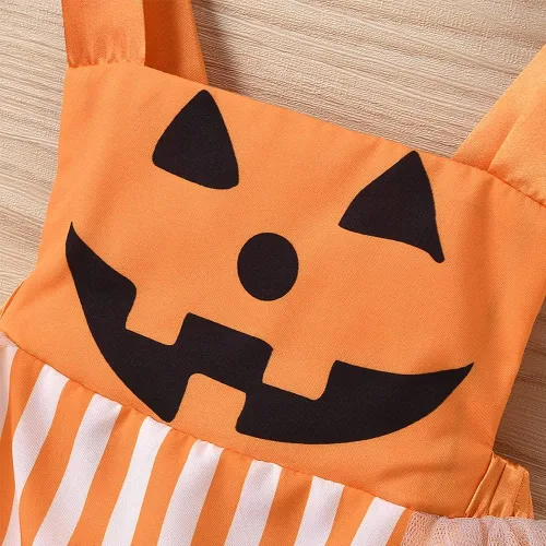 Vista 4 de AGQT Disfraz de Halloween para bebé niña, disfraz de calabazapavo, talla 0-24 meses