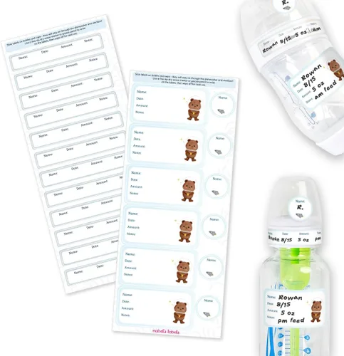 Vista 13 de Etiquetas de Mabel's Labels para biberones del bebé – 24 etiquetas de nombre personalizables y lavables para guardería, almacenamiento de leche