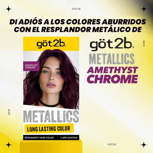 Vista 10 de got2b Metallics - Tinte permanente para el cabello, cromo amatista M69