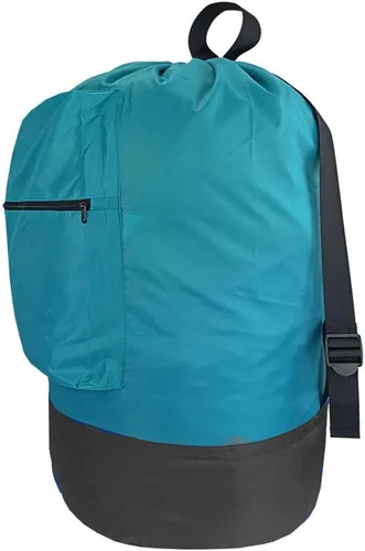 Vista 8 de Mochila lavable con bolsillo con cremallera, bolsa de ropa resistente, 2 correas de hombro ajustables fuertes con cierre de cordón para viajes