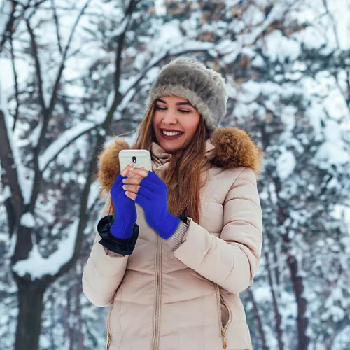Vista 6 de Sumfox 4 pares de guantes negros sin dedos para mujeres y hombres, guantes unisex de medio dedo, guantes de punto, guantes elásticos de invierno