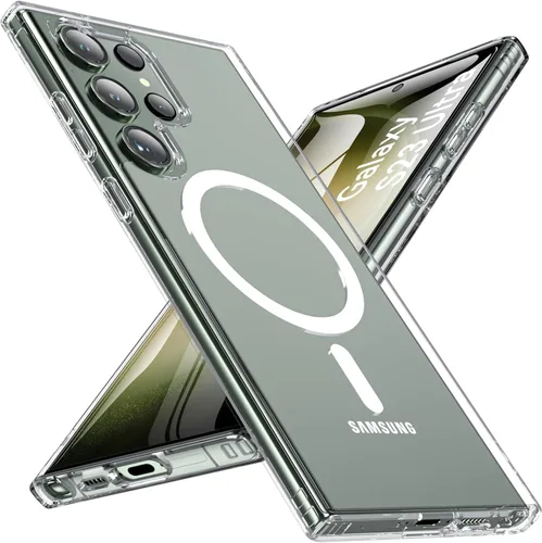 Vista 31 de OWKEY Funda magnética para Samsung Galaxy S23 de 6.1 pulgadas, para Magsafe con protector de pantalla, protección de grado militar, a prueba