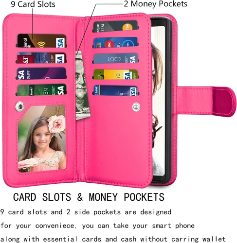 Vista 2 de Njjex Funda tipo cartera para Galaxy Note 9, para Note 9, piel sintética de lujo [9 ranuras para tarjetas] Funda con tapa para tarjeta de crédito