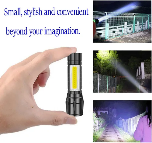 Vista 2 de CLEZGO - Linternas recargables de alto lumens LED, mini linterna recargable USB para el hogar, 3 modos de enfoque ajustable, linterna portátil