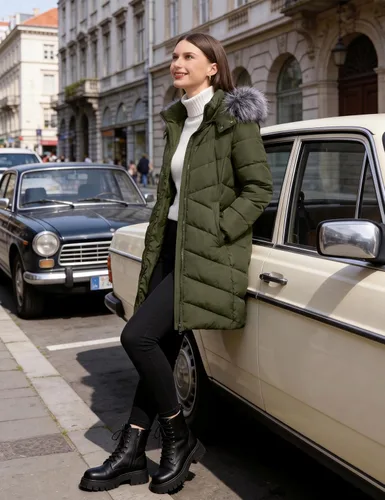 Vista 3 de Wantdo - Chamarra acolchada larga para mujer, chaqueta ligera y cálida con capucha Verde militar