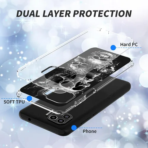 Vista 3 de Funda de teléfono compatible con Moto G 5G Plus/Moto ONE 5G UW, parte trasera de policarbonato duro transparente de doble capa + cubierta protectora