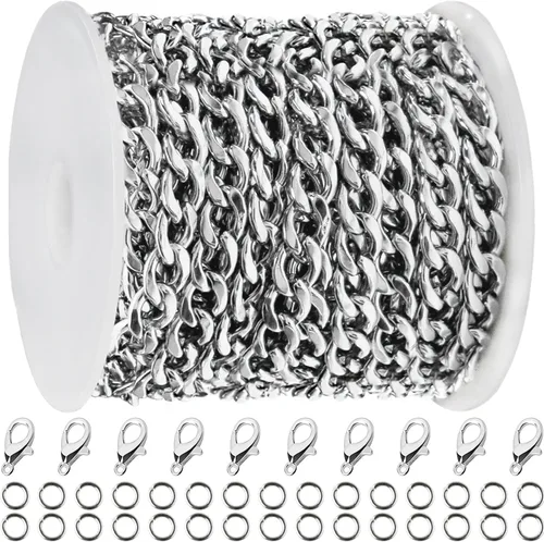 Vista 10 de Jishi Cadena de serpiente de oro de 33 pies de 0.047 in, cadenas para hacer joyas, collares, pulseras, suministros de joyería, hallazgos – Rollo