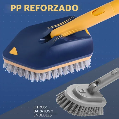 Vista 5 de BOOMJOY Cepillo limpiador de tina con mango largo, extensible de 58 pulgadas 3 en 1 Cepillo limpiador de bañera con mango largo, cepillo de limpieza