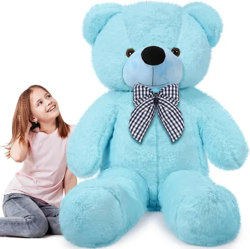 Vista 10 de Soulchen Oso gigante de 47 pulgadas, suave, grande, de peluche, de gran tamaño, con lazo, regalo de cumpleaños, baby shower, recuerdos de fiesta