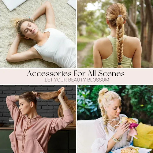 Vista 5 de 8 coleteros de seda de morera 100% pura para mujeres y niñas, lazos sedosos para cabello grueso, fino o rizado, paquete a granel de satén