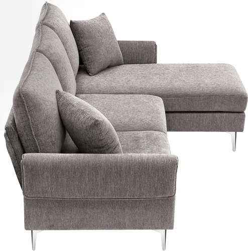 Vista 8 de Sofá modular convertible moderno, sofá modular de felpilla de 84 pulgadas en forma de L con diván reversible para sala de estar, apartamento