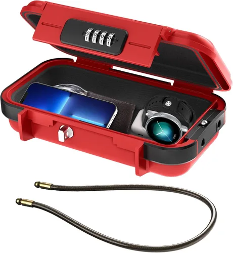 Vista 10 de ORIA Funda de seguridad portátil, caja de seguridad portátil, caja de seguridad con combinación de 4 dígitos, caja de seguridad para teléfonos