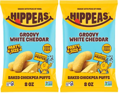 Vista 11 de Hippeas - Bocadillos de garbanzos inflados, cheddar blanco vegano, 4 onzas (paquete de 1), 4g de proteína, 3g de fibra, vegano, sin gluten
