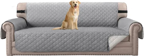 Vista 32 de H.VERSAILTEX Funda de sofá resistente al agua para sofá de 3 cojines, reversible, protector de muebles acolchado con correa elástica, funda de sofá