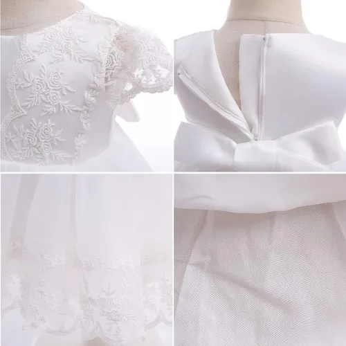 Vista 5 de Vestido de bautismo para niña, 3 piezas, bordado, formal, para fiesta, boda
