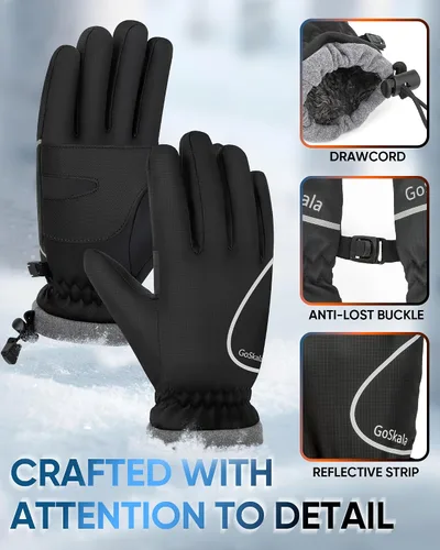 Vista 3 de Guantes de invierno para mujeres y hombres, impermeables y cálidos, guantes sensibles al tacto para ciclismo, correr, trabajar, actividades al aire