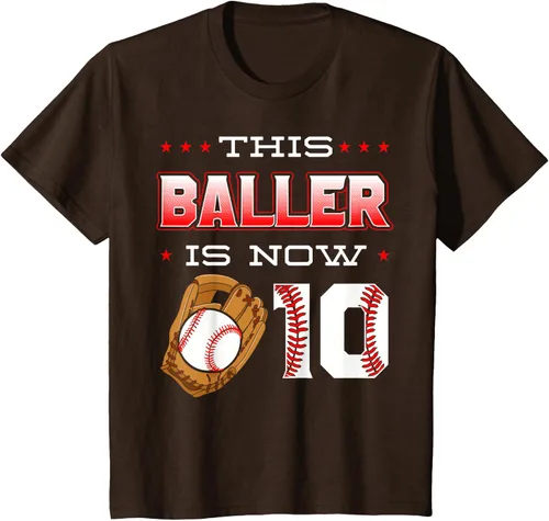 Vista 54 de This Baller Is Now 10 - Camiseta de béisbol para fiesta temática de cumpleaños número 10, Negro