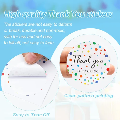 Vista 3 de jijAcraft 60 calcomanías de agradecimiento de 2 pulgadas con puntos de colores, calcomanías redondas de agradecimiento para recuerdos de boda