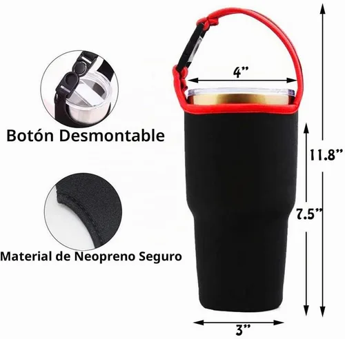 Vista 3 de 4 bolsas de soporte para vasos de 30 onzas con correa para el hombro, apto para YETI, Rtic, Atlin, Ozark Trail, Rambler, funda de neopreno con asa