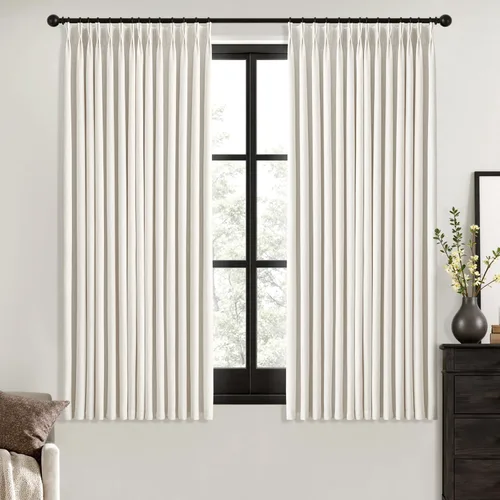 Vista 41 de MIULEE - Cortinas de lino beige con pliegues a presión 100% opacas para dormitorio, cortinas de ventana con memoria y bloqueo de luz para oscurecer