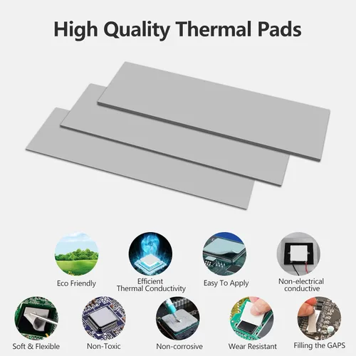 Vista 3 de UCEC 30 almohadillas térmicas GPU, 2.6 x 0.8 pulgadas, almohadilla térmica de silicona reutilizable para CPU, almohadilla de enfriamiento