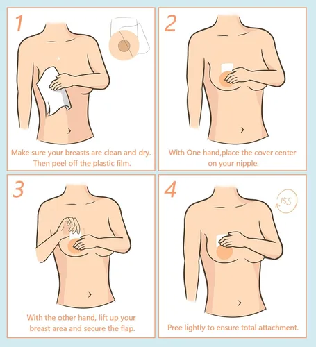Vista 7 de Kmytrze 2 pares de cubiertas de silicona para pezones para mujer, reutilizables, adhesivas, invisibles, para pezones