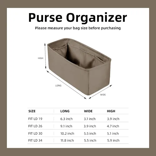 Vista 6 de DGAZ Organizador de bolso, organizador de bolsas de seda, bolso de lujo y moldeador de bolsas para Lindy 19263034 (gris Etoupe, LD26)