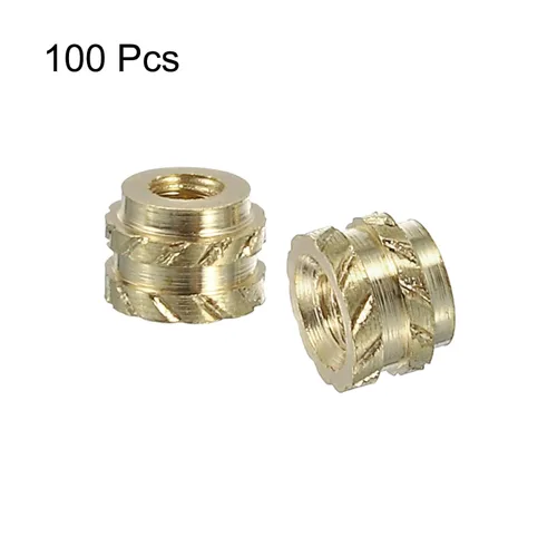Vista 3 de uxcell Tuercas de inserción moleteadas, 100 piezas M1 x 1.5mm L x 2mm DE 3D Impresión de latón Tuercas de inserción roscadas hembras Insertos