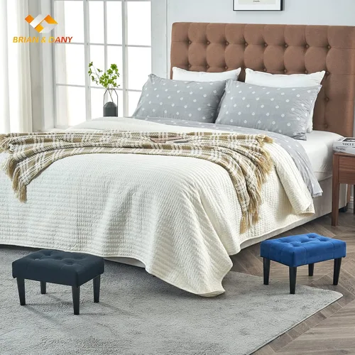Vista 2 de BRIAN & DANY Taburetes otomanos, taburete pequeño de terciopelo con patas, reposapiés otomano pequeño rectangular para sofá, reposapiés y otomanos