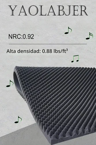 Vista 5 de Panel de espuma de caja de huevos de 48 x 24 x 2 pulgadas, paneles de espuma a prueba de sonido negro, espuma acústica, panel de espuma de estudio 1