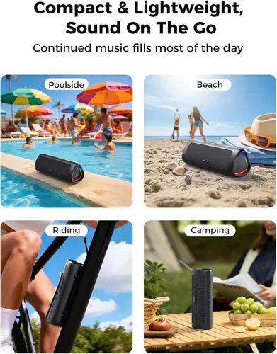 Vista 7 de Altavoz Bluetooth, sonido HD de 20 W, inalámbrico portátil, IPX5 impermeable, hasta 24 horas de reproducción, emparejamiento TWS, para hogar