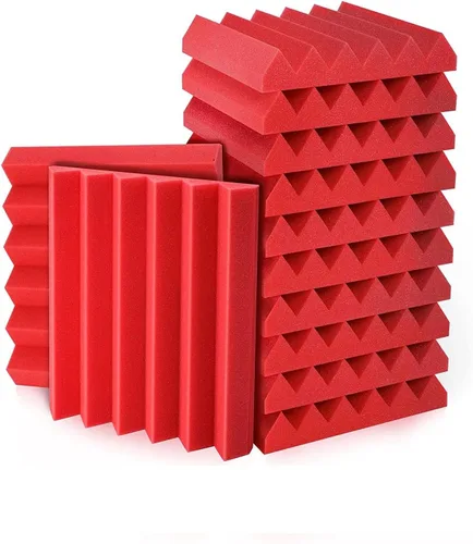 Vista 10 de Paneles de espuma acústica, paquete de 12 paneles de tratamiento acústico de 12 x 12 x 1 pulgadas, paneles de pared insonorizados, fáciles de Morado
