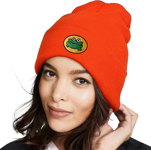 Vista 5 de Dsehuko Gorro de rana para mujeres y hombres, lindo gorro de invierno curvado