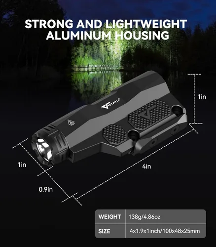 Vista 6 de VOTATU ML50 Picatinny/Mlok linterna para rifle, luz de arma máxima de 2400 lúmenes con interruptor de almohadilla de presión, linterna recargable