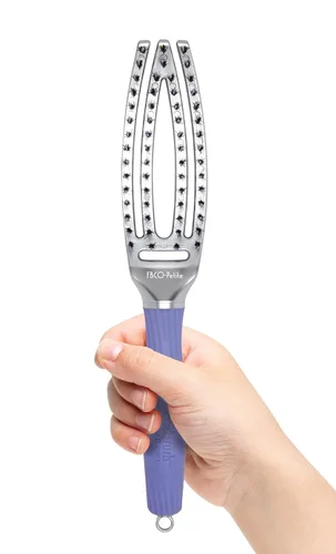 Vista 2 de Olivia Garden Fingerbrush Combo Curved and Vented Paddle Brush for Blow Drying - Ionic and 100% Boar Bristles - For All Hair Types