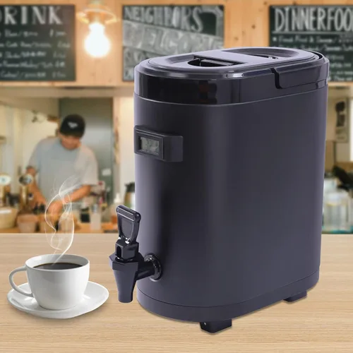 Vista 4 de Dispensador de bebidas aislado, dispensador de bebidas de acero inoxidable de 8 l/2.11 galones con termómetro, dispensador de bebidas frías
