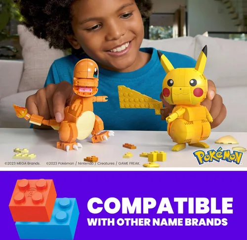 Vista 2 de MEGA - Juego de juguetes de construcción Pokémon Kanto Region Trio con 529 piezas y 3 personajes posables, 4 pulgadas de alto, para niños