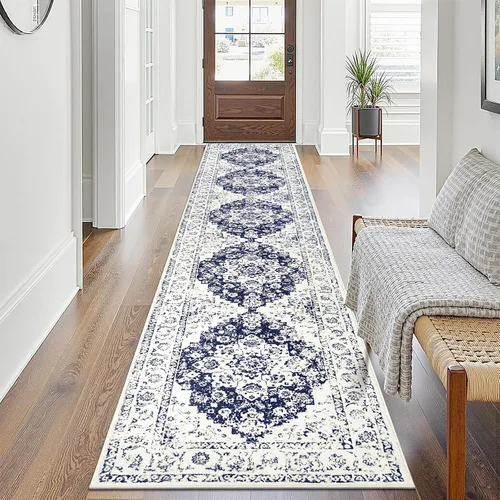 Vista 25 de Pauwer Alfombra vintage de flores 2 x 3 pulgadas, estilo envejecido, antideslizante, de pelo bajo, tapete para entrada, interior, pequeña, retro
