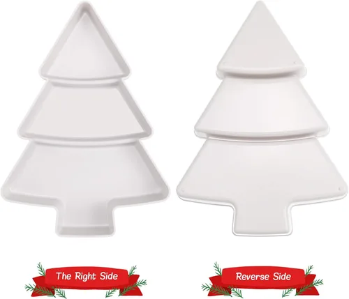 Vista 4 de Bandeja de plástico para servir árbol de Navidad, 2 unidades, platos para entretener alimentos para aperitivos, aperitivos, frutas, dulces, postres