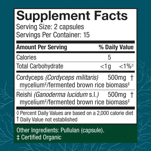 Vista 2 de Host Defense CordyChi Cápsulas - Suplemento energético y de apoyo inmunológico - Suplemento Cordyceps y hongo Reishi para relajación y apoyo