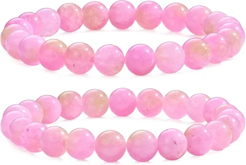 Vista 14 de Bivei - Pulsera elástica de cuentas redondas de cristales curativos semipreciosos naturales, hecha a mano, rellenadores de regalo para mujeres Ágata