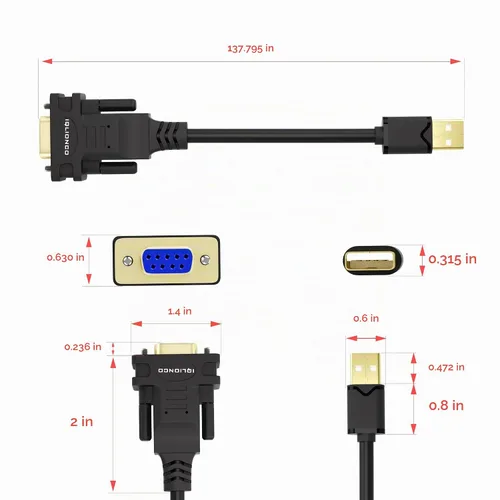 Vista 7 de Adaptador USB a RS232 de 12 pies con chipset FT232RL, cable serie USB 2.0 hembra compatible con Windows 11,10, 8, 7, Vista, XP, 2000, Linux y Mac